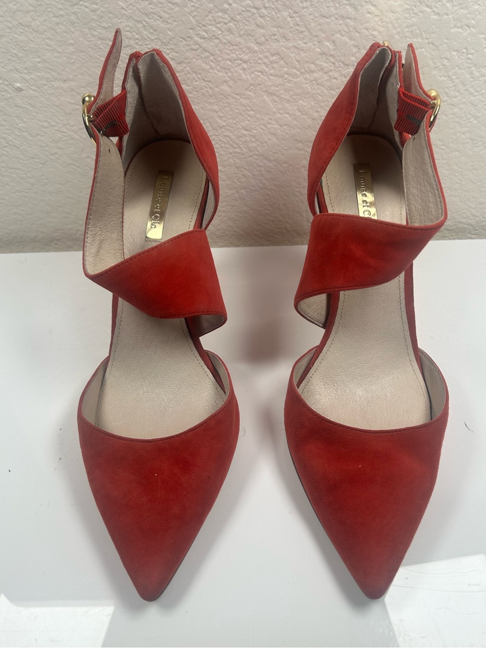 Louise et Cie Red Suede Pointed-Toe Heels